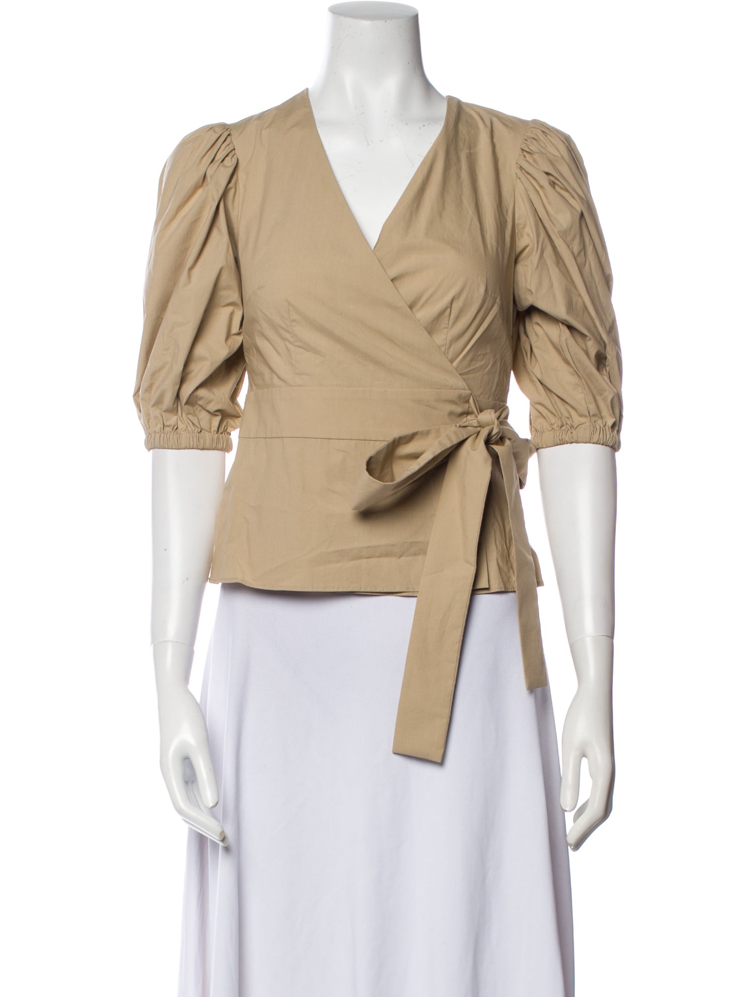 P.A.R.O.S.H. V-Neck Three-Quarter Sleeve Crop Top