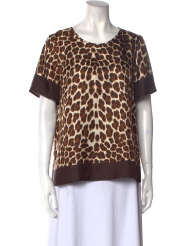 P.a.r.o.s.h. Tops Silk Animal Print T-Shirt S