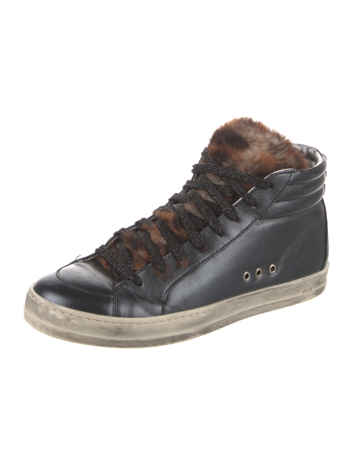P448 Leather Faux Fur Trim Sneakers