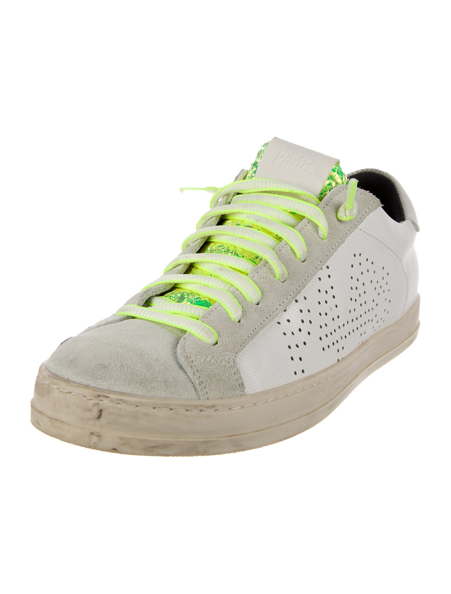 P448 Leather Colorblock Pattern Sneakers