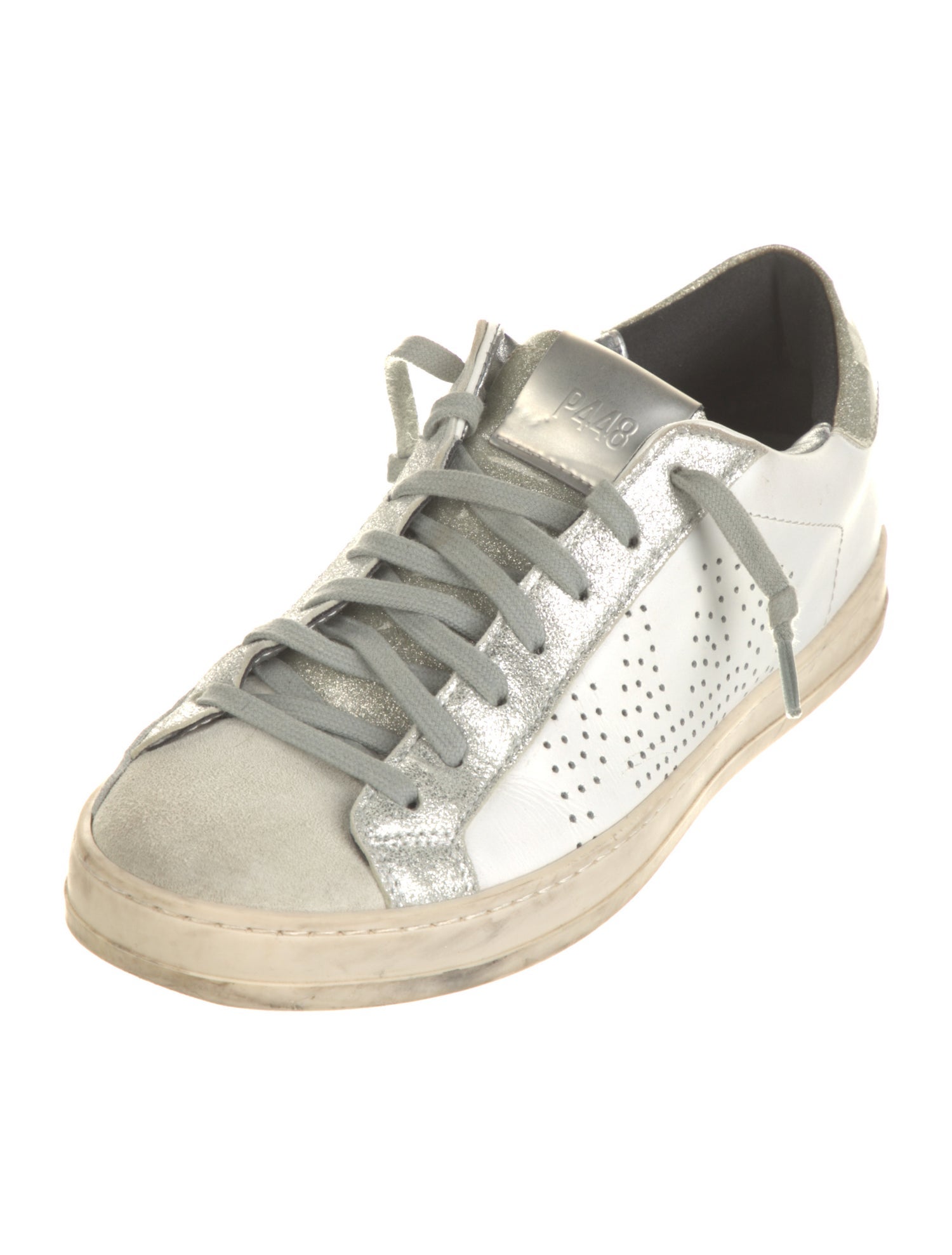 P448 Leather Colorblock Pattern Sneakers