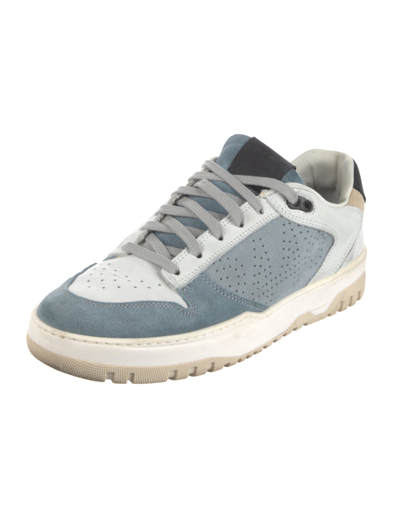 P448 Leather Colorblock Pattern Sneakers