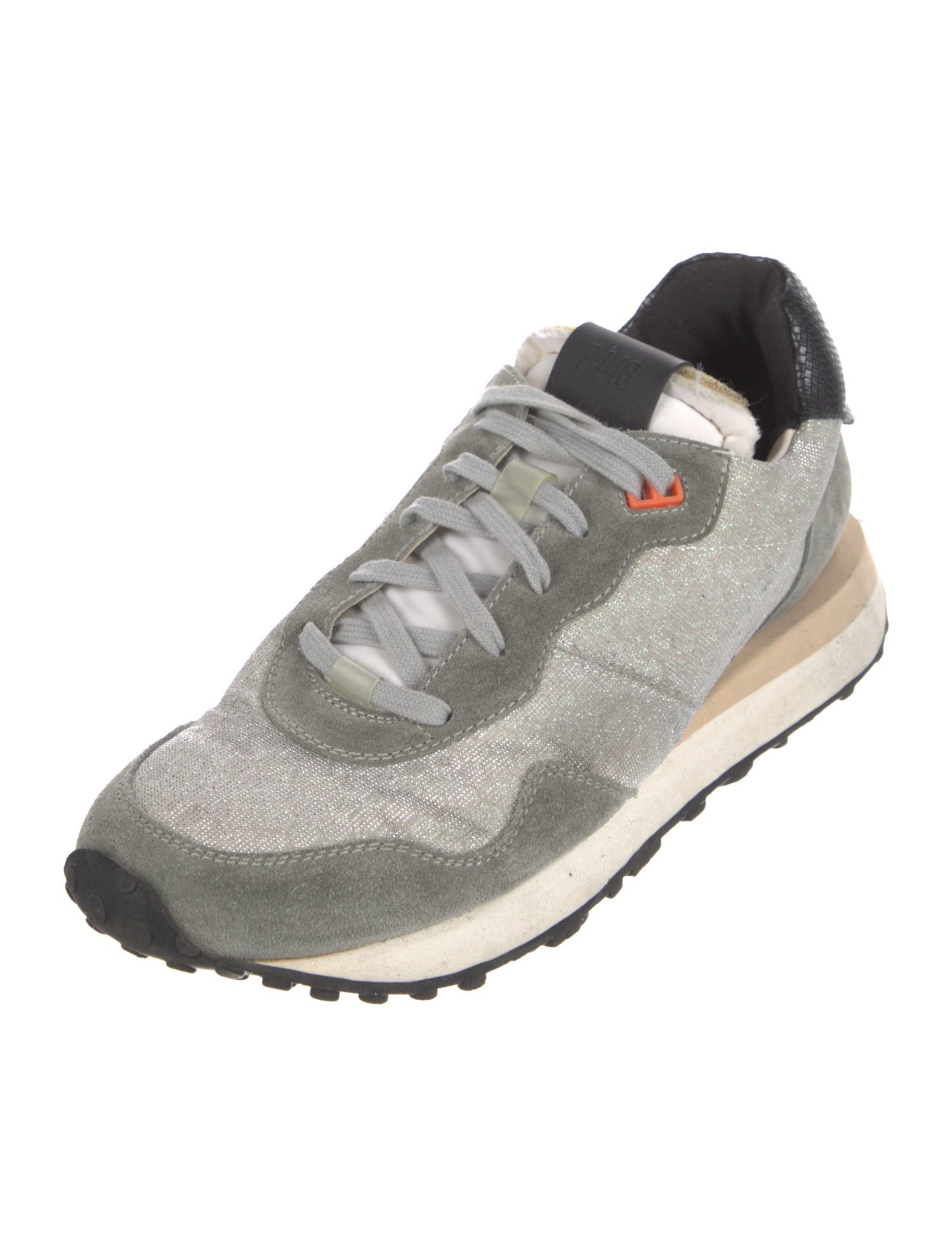 P448 Colorblock Pattern Glitter Accents Sneakers