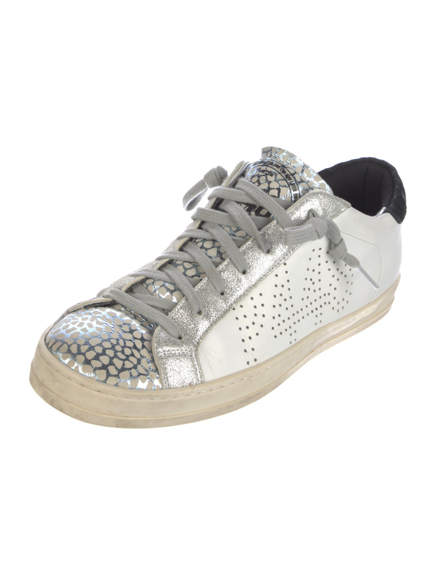 P448 Leather Colorblock Pattern Sneakers