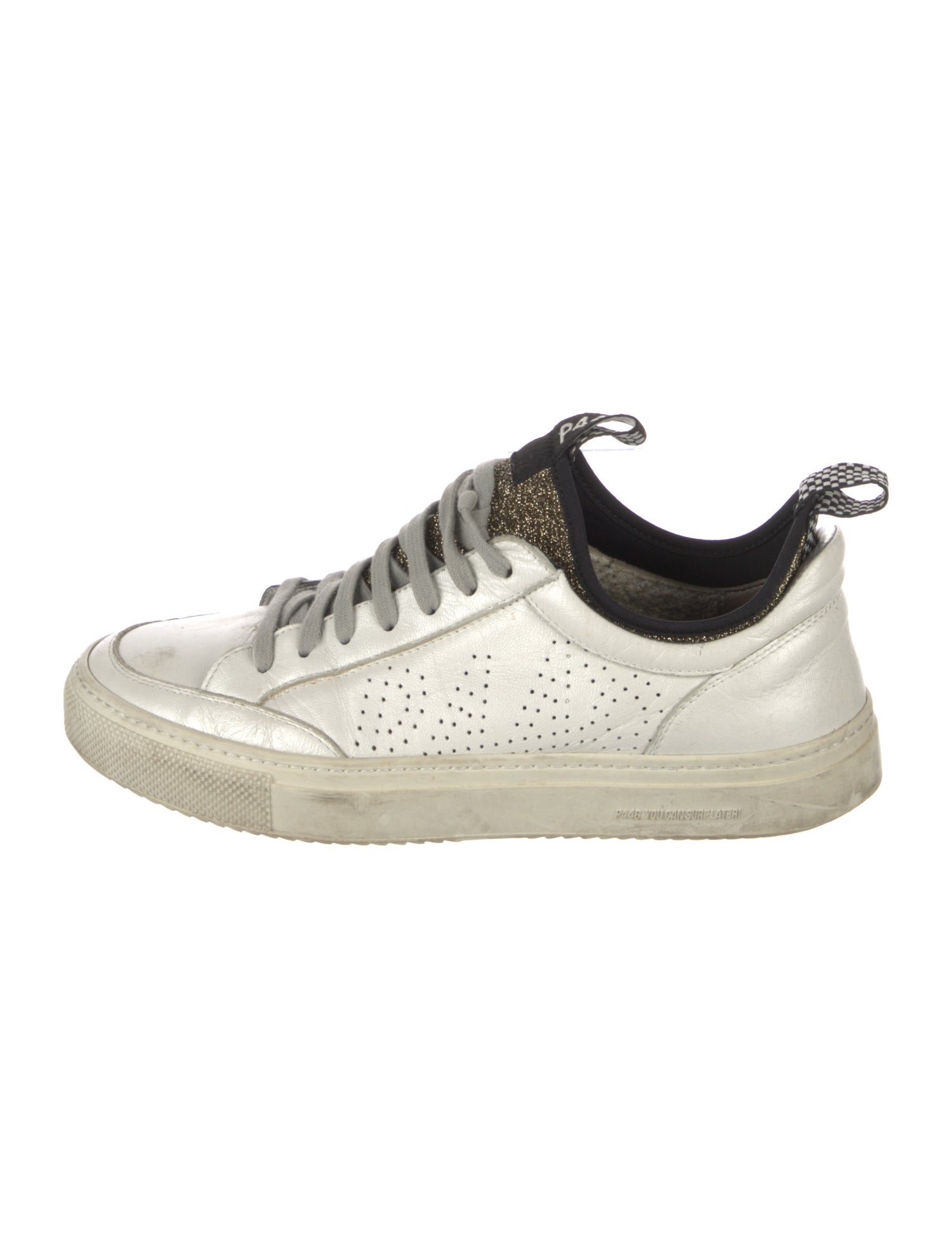 P448 Leather Colorblock Pattern Sneakers