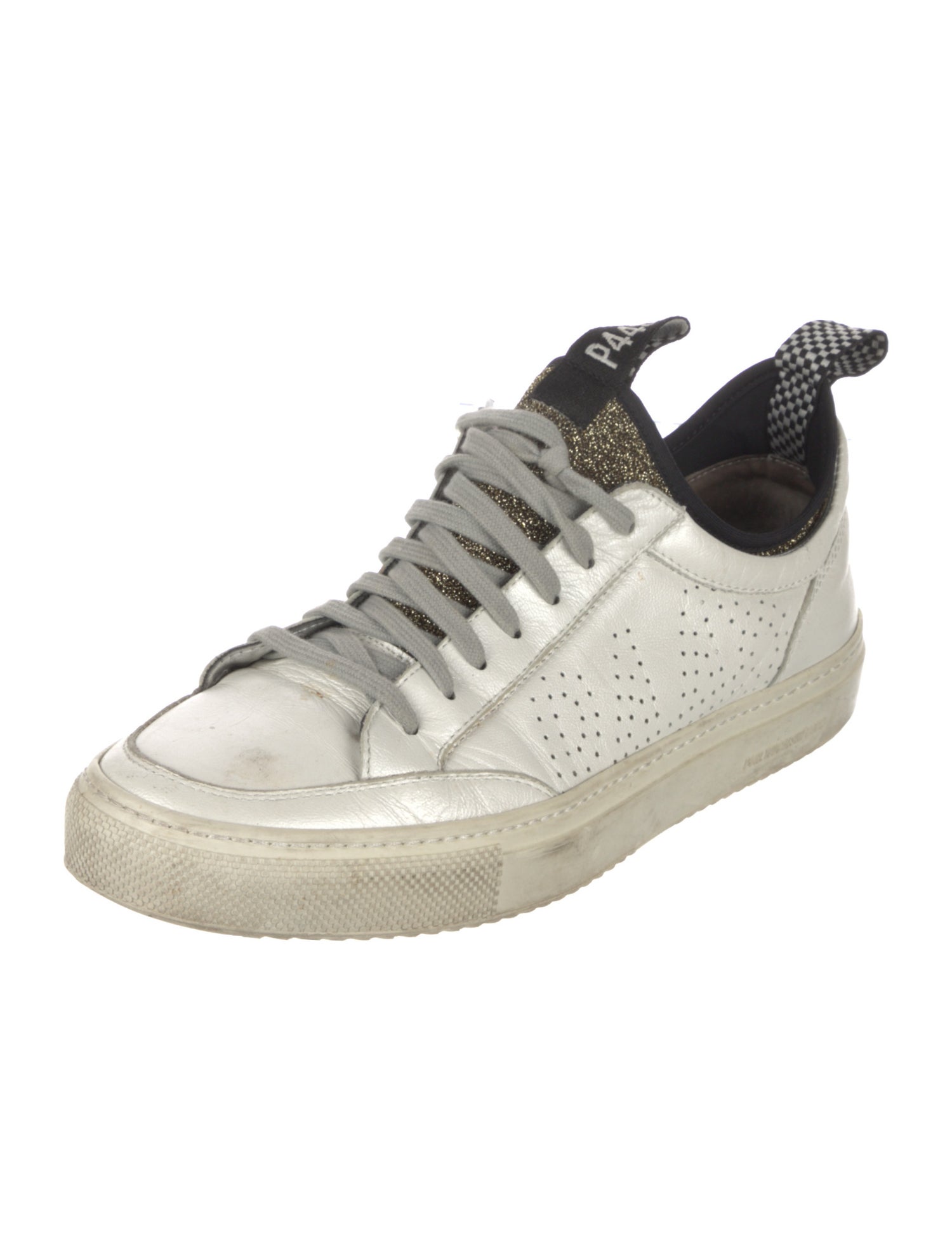P448 Leather Colorblock Pattern Sneakers
