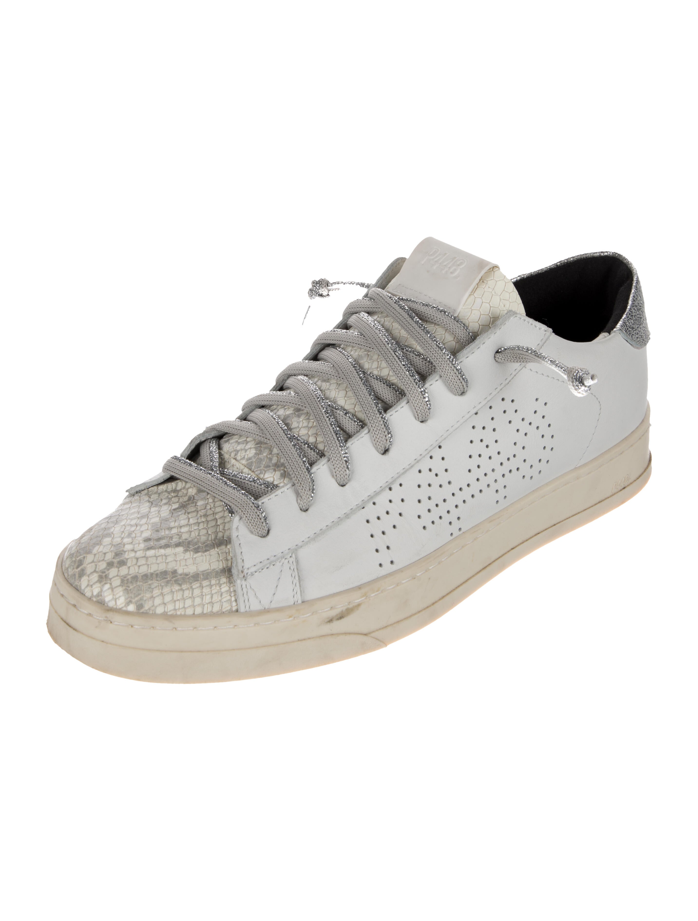 P448 Leather Colorblock Pattern Sneakers