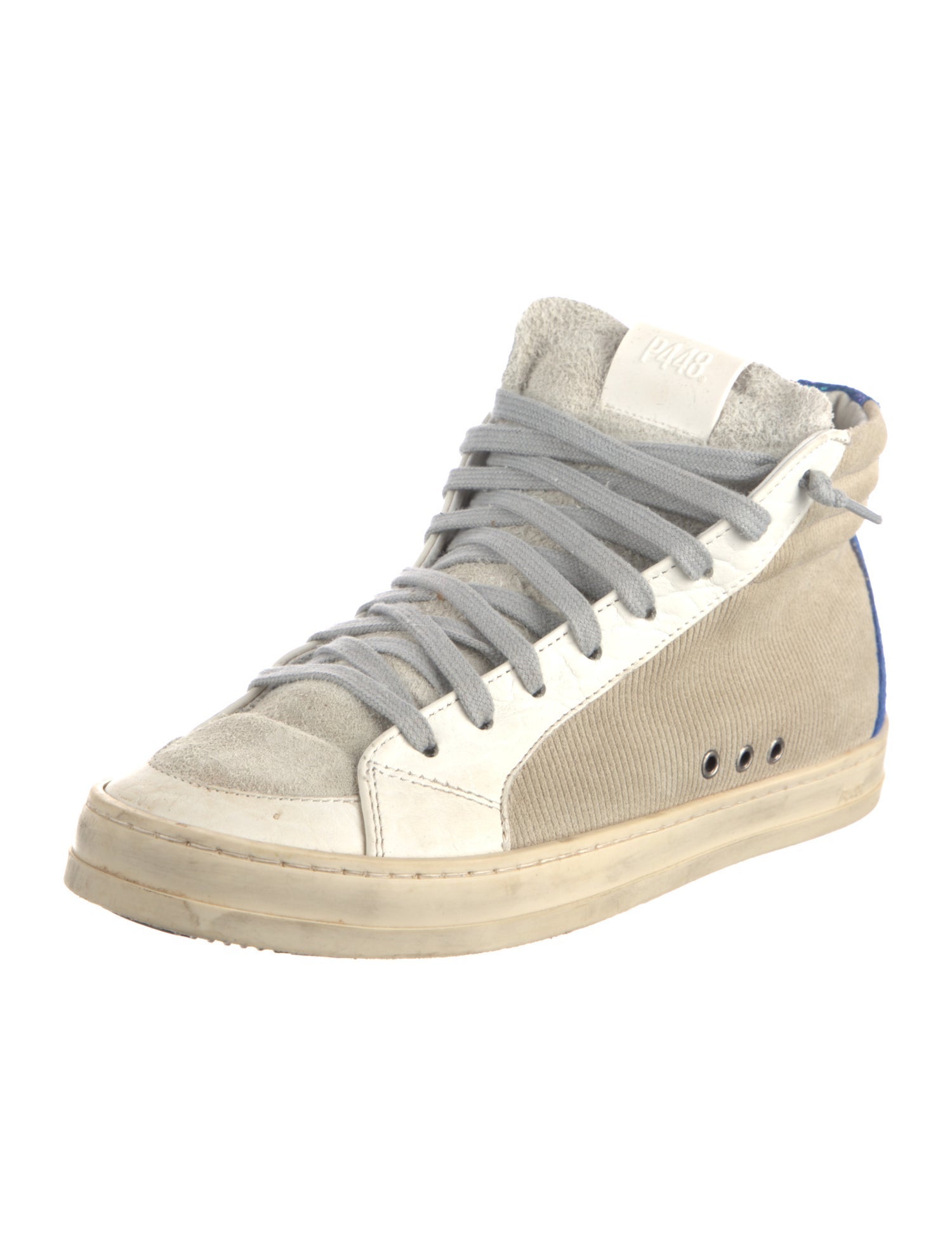 P448 Leather Colorblock Pattern Sneakers