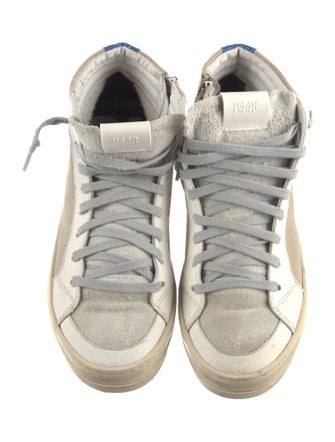 P448 Leather Colorblock Pattern Sneakers