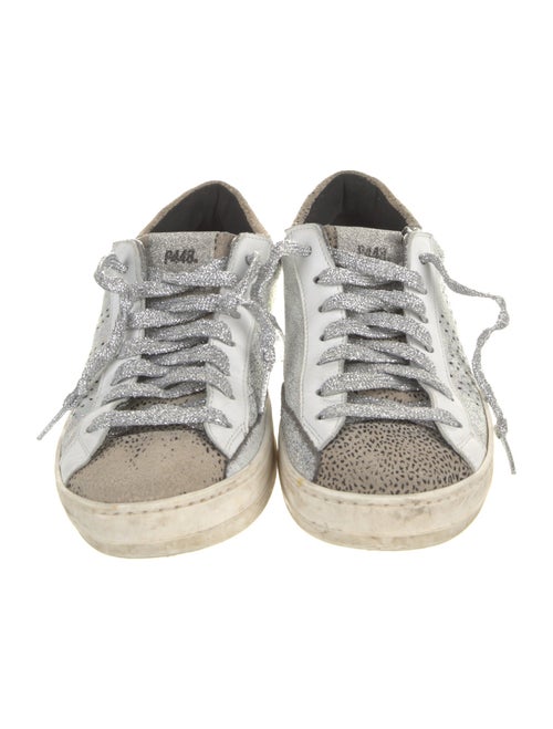 P448 Leather Colorblock Pattern Sneakers