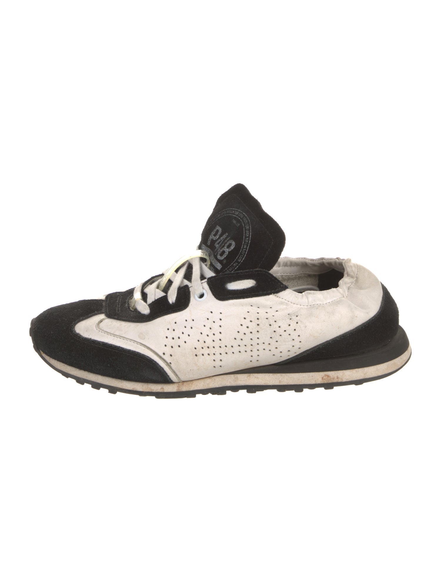 P448 Leather Colorblock Pattern Sneakers