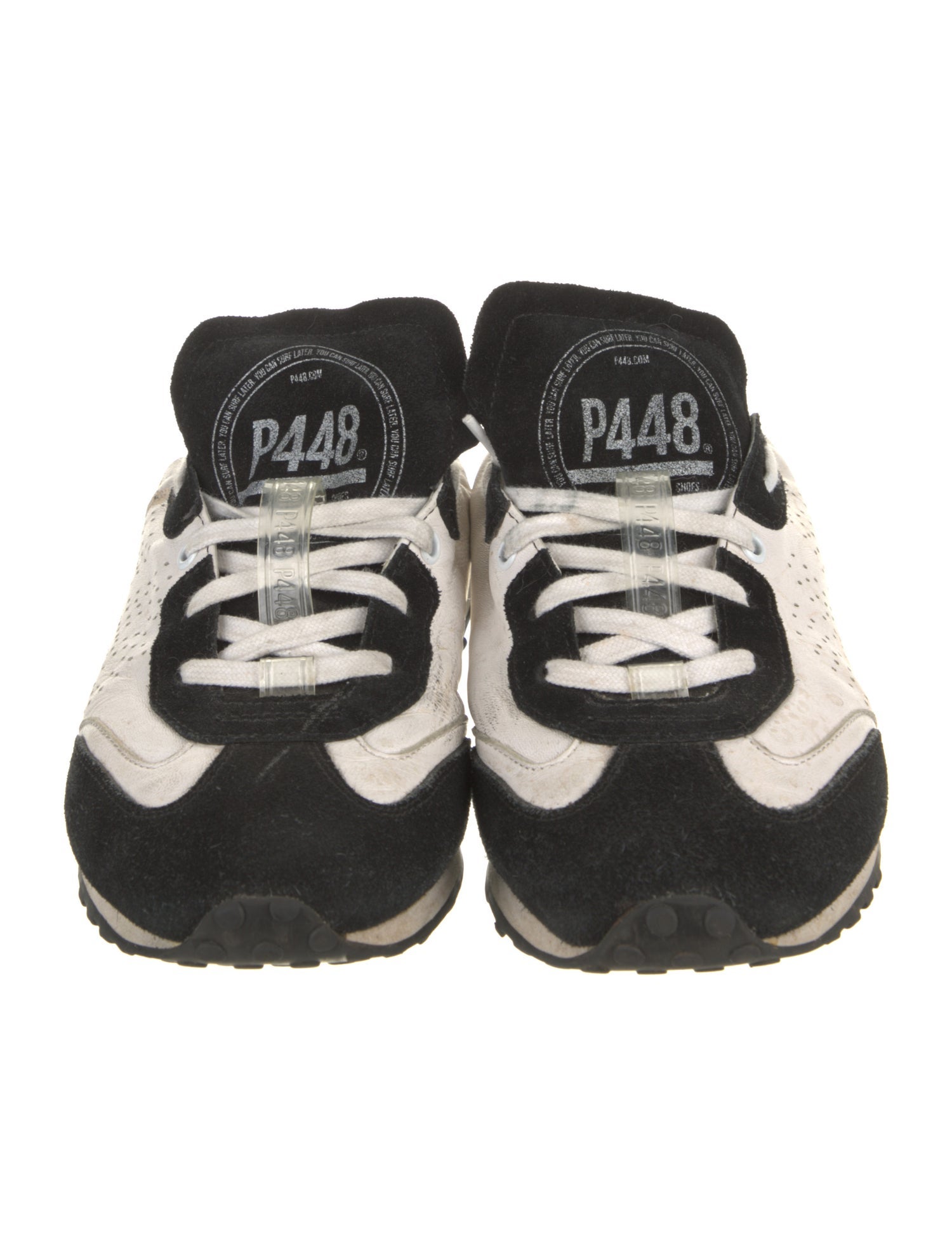 P448 Leather Colorblock Pattern Sneakers