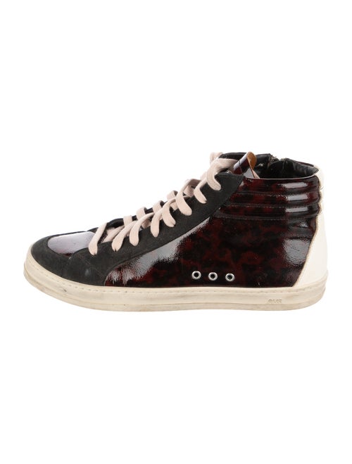 P448 Leather Colorblock Pattern Sneakers