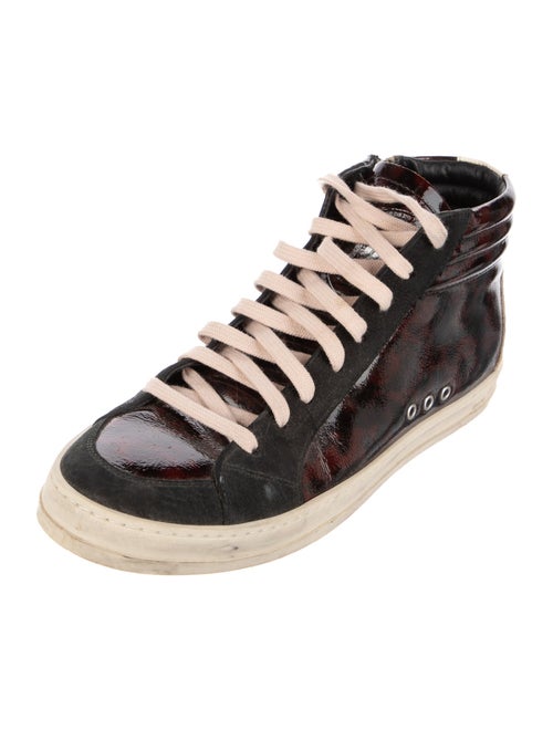 P448 Leather Colorblock Pattern Sneakers