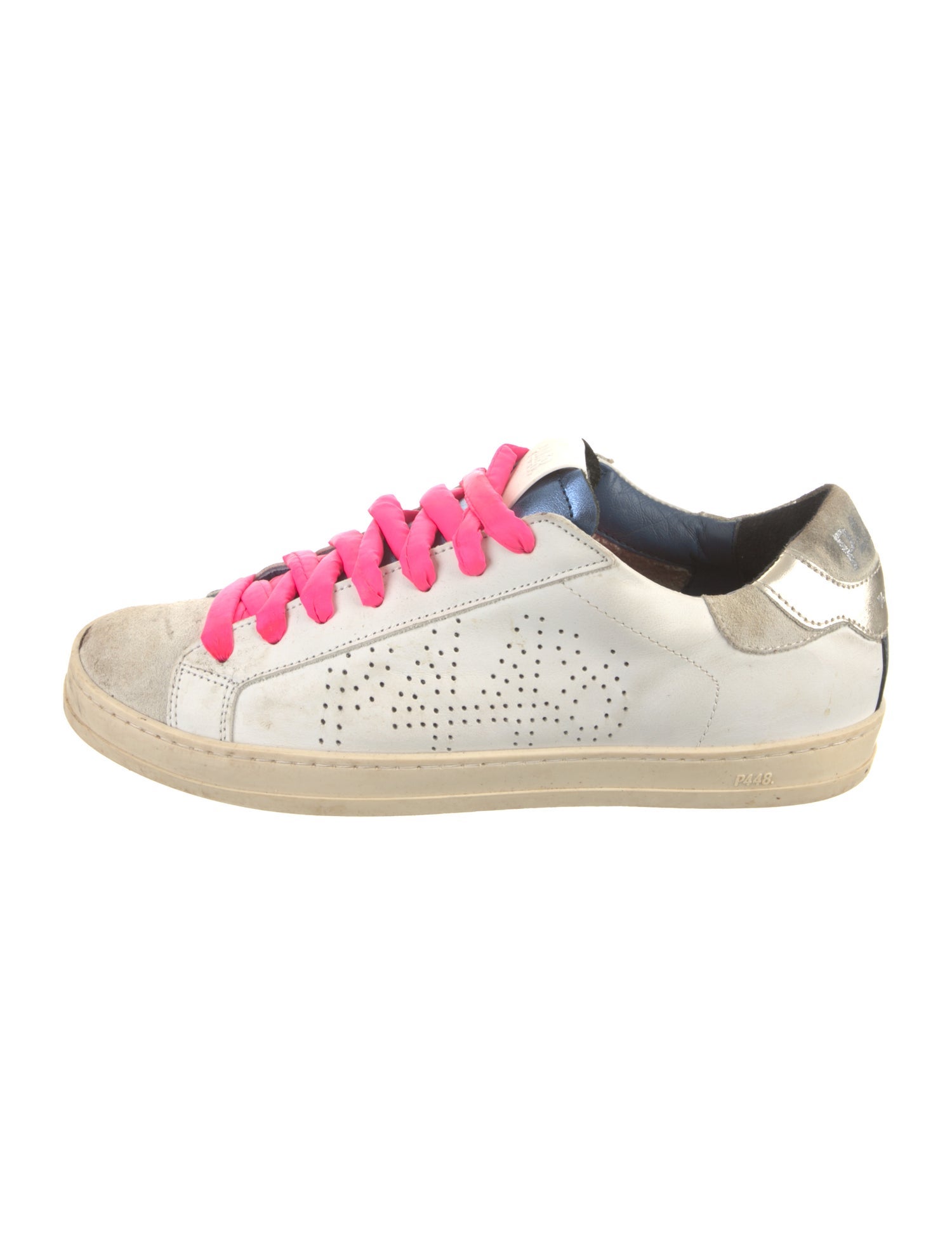 P448 Leather Colorblock Pattern Sneakers
