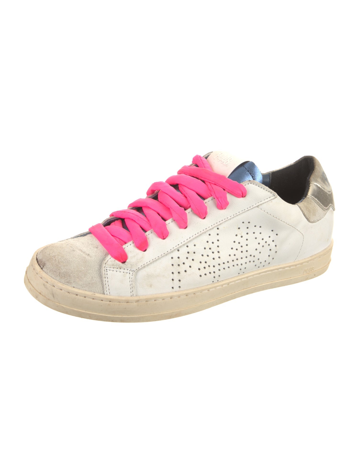 P448 Leather Colorblock Pattern Sneakers