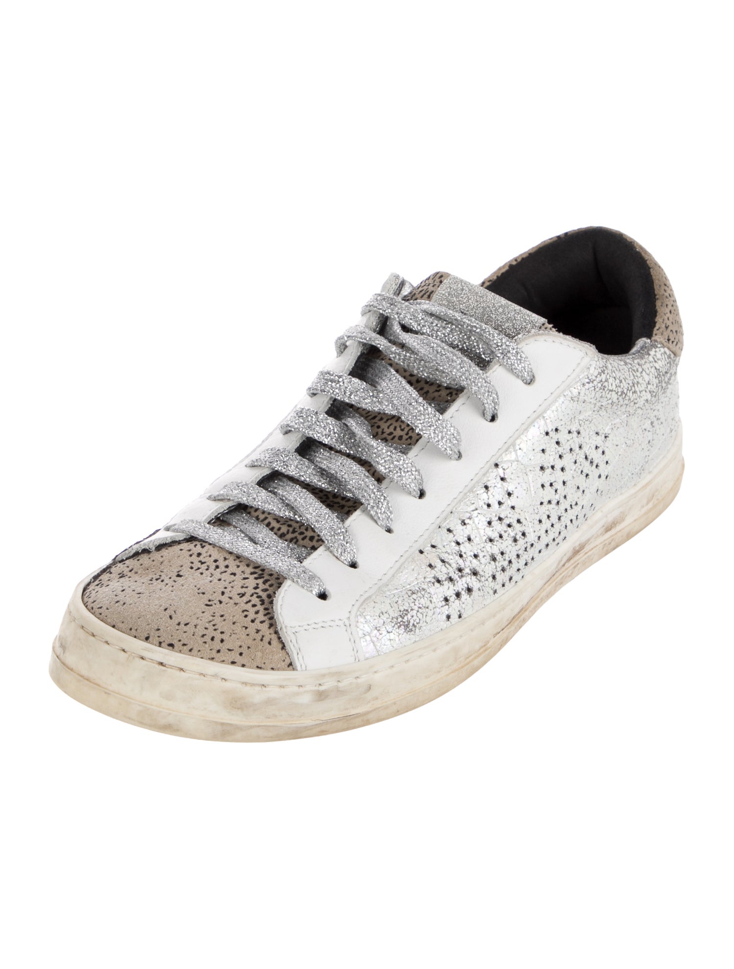 P448 Leather Colorblock Pattern Sneakers
