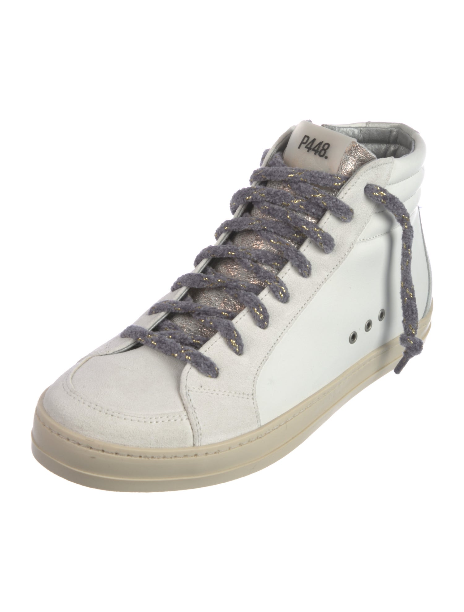 P448 Leather Colorblock Pattern Sneakers