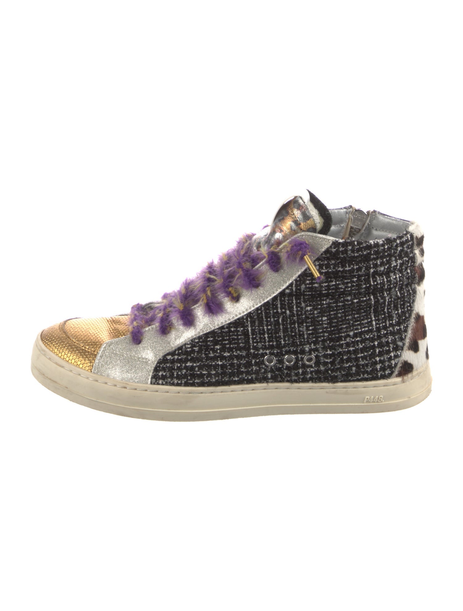 P448 Leather Tweed Pattern Sneakers