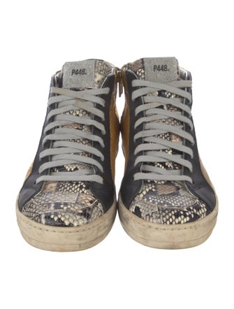 P448 Leather Colorblock Pattern Sneakers