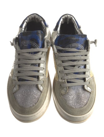 P448 Leather Colorblock Pattern Sneakers