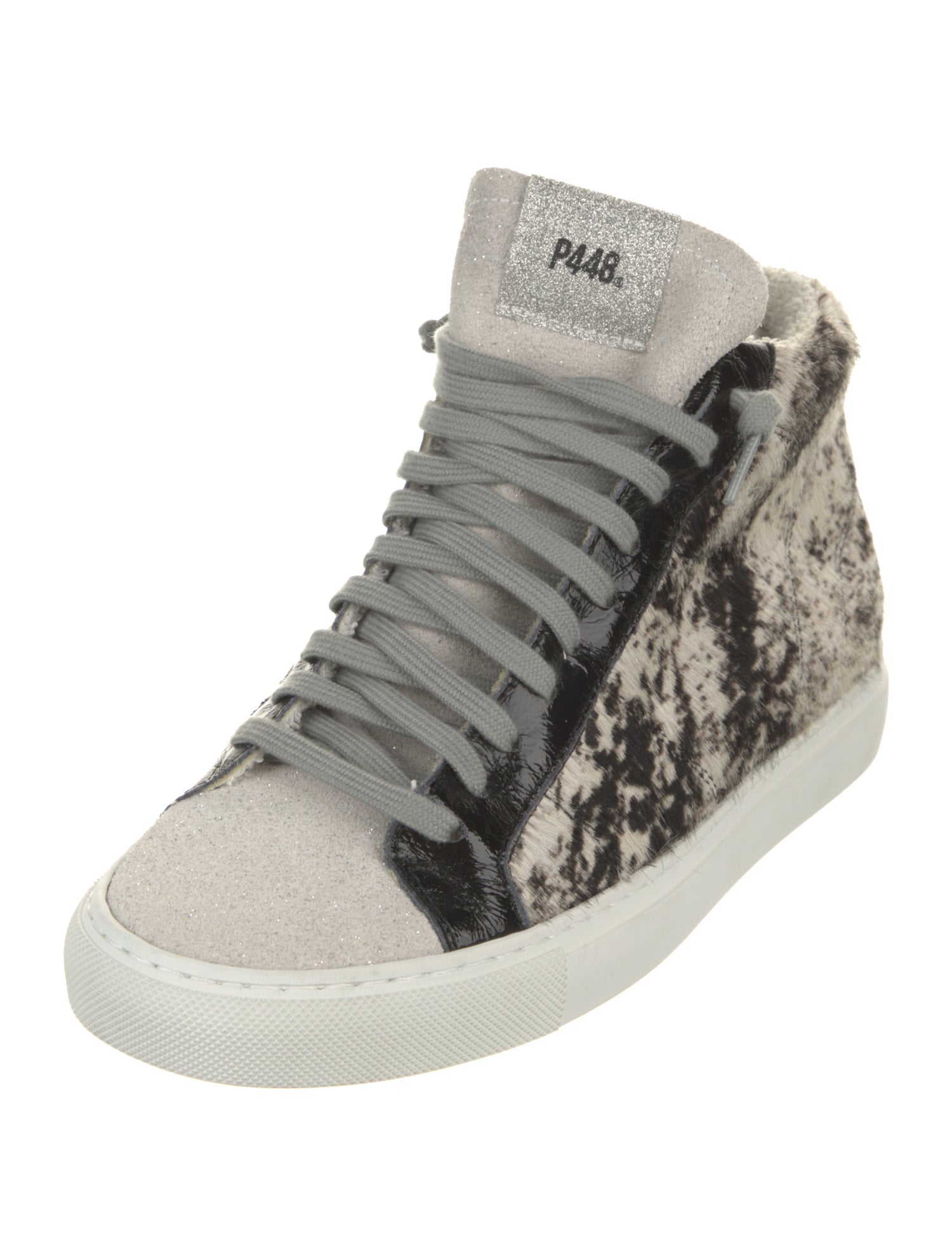 P448 Ponyhair Animal Print Wedge Sneakers