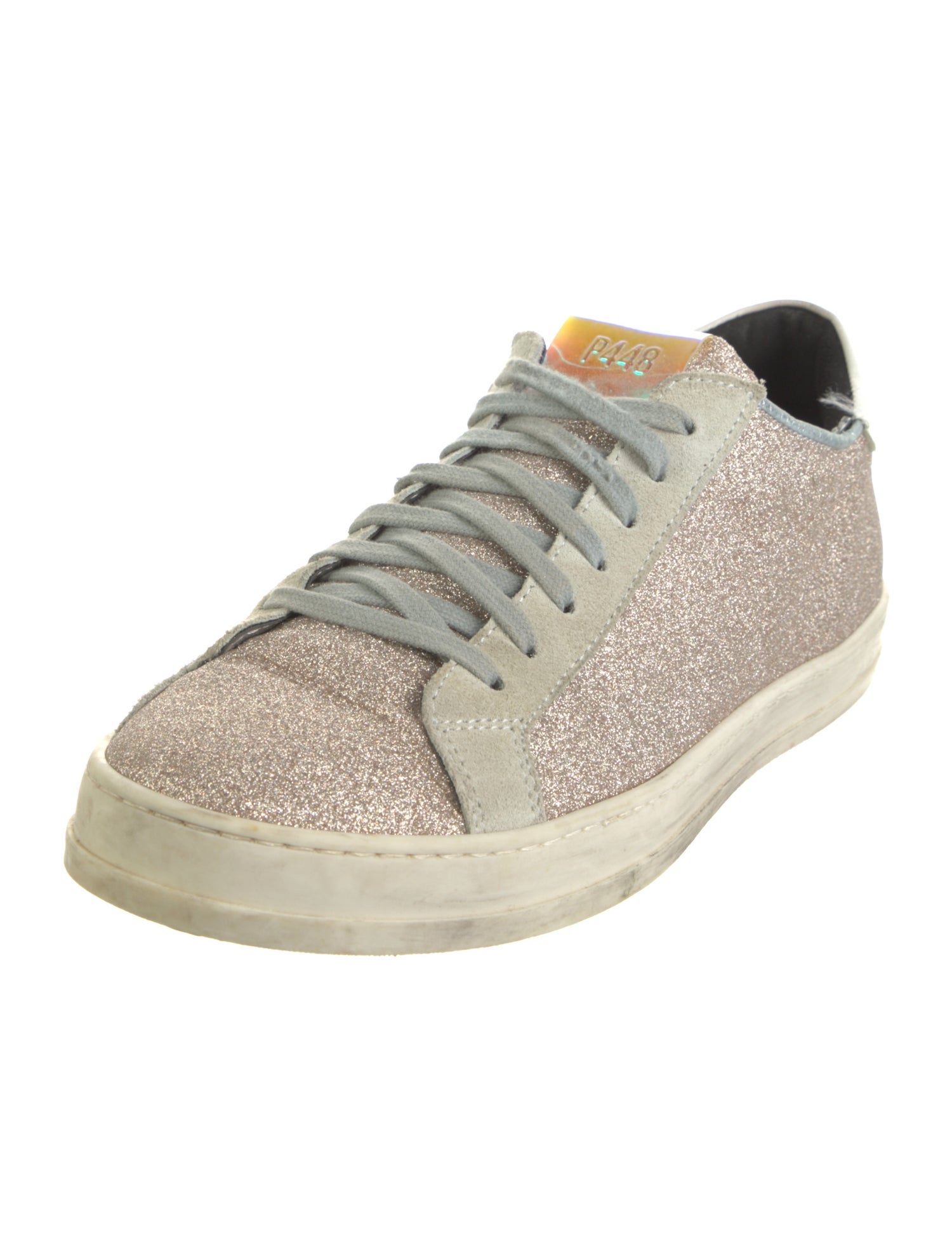 P448 Glitter Leather Trim Embellishment Sneakers