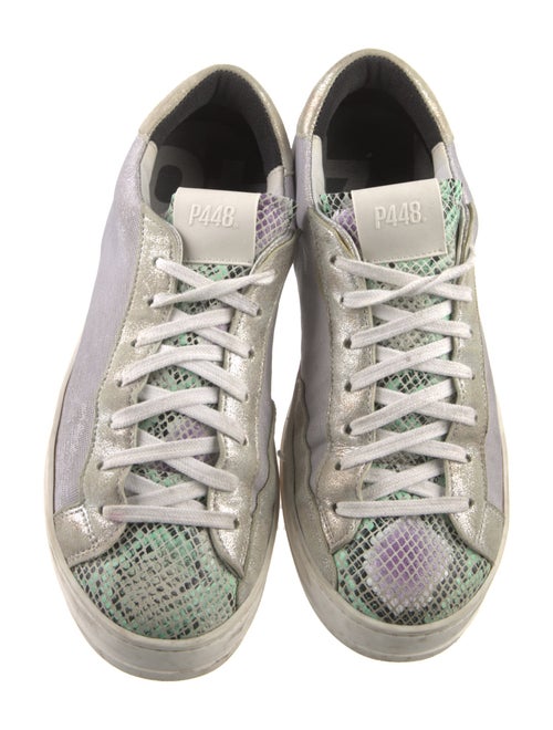 P448 Colorblock Pattern Glitter Accents Sneakers