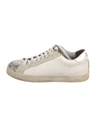 P448 Embossed Leather Colorblock Pattern Sneakers