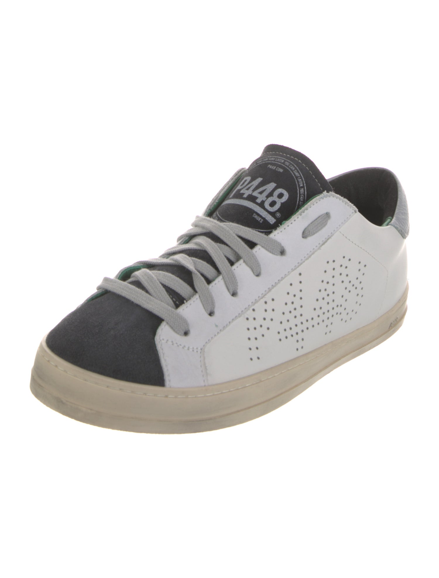 P448 Leather Colorblock Pattern Sneakers