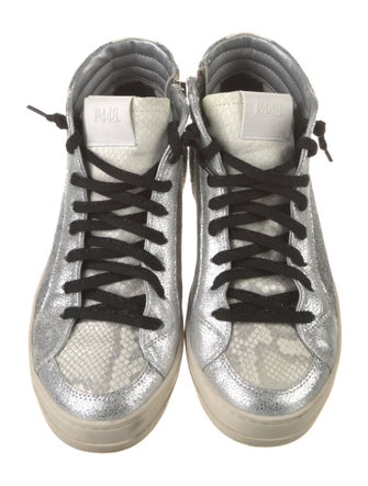 P448 Leather Colorblock Pattern Sneakers