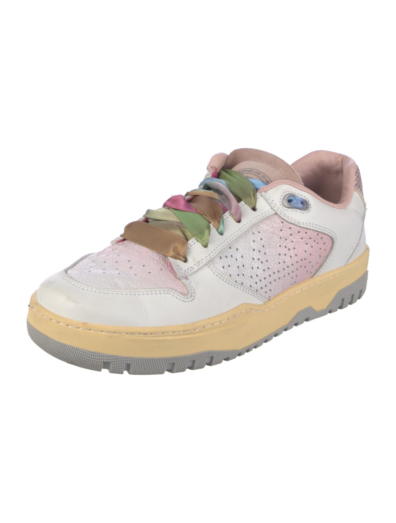 P448 Leather Colorblock Pattern Sneakers