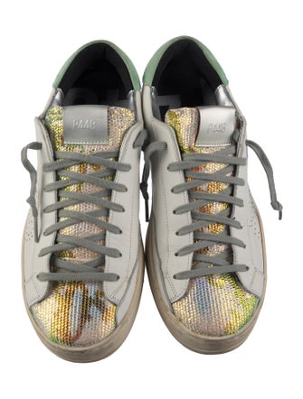 P448 Leather Colorblock Pattern Sneakers