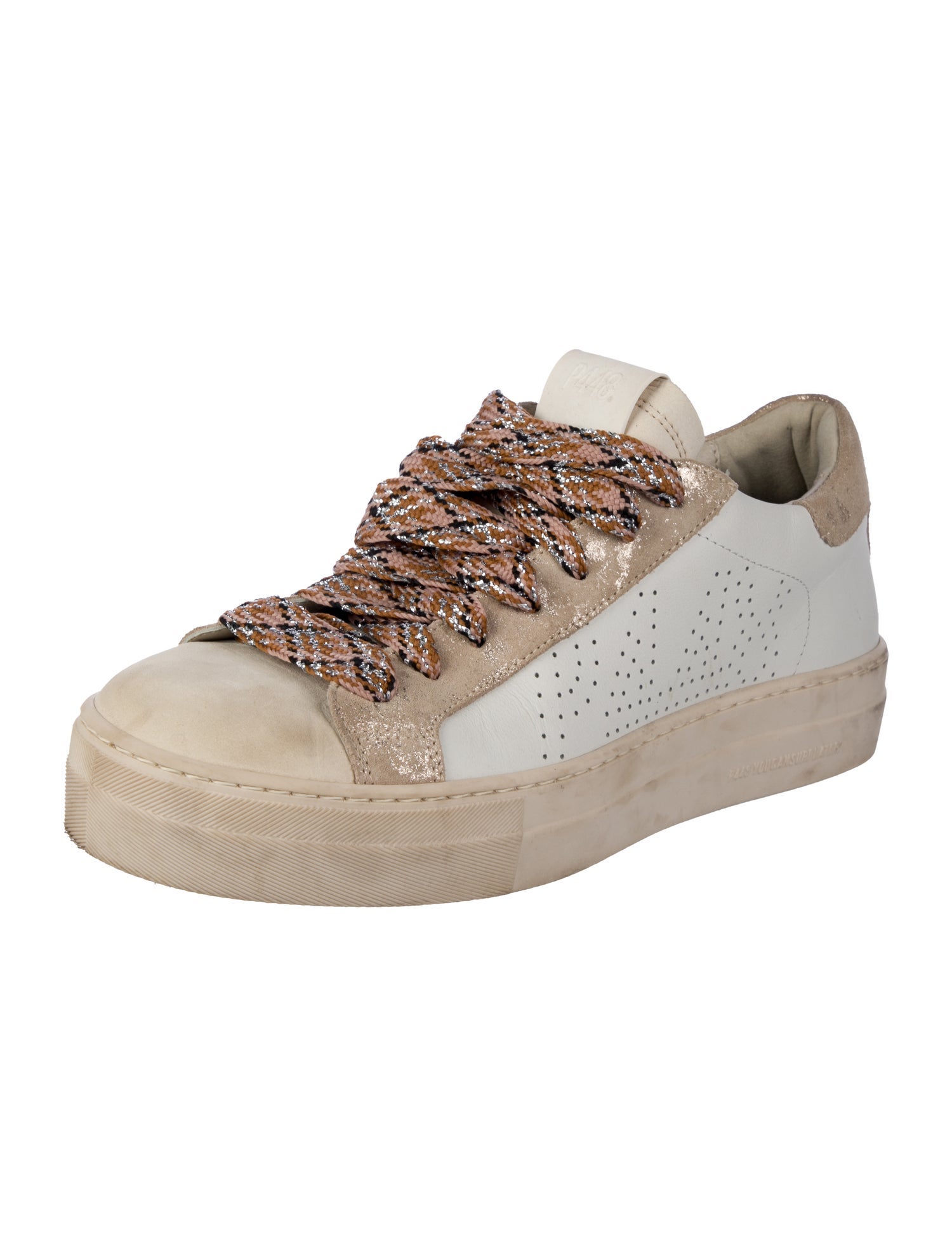 P448 Leather Colorblock Pattern Sneakers