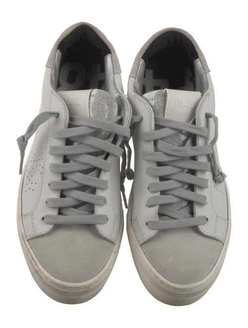 P448 Leather Colorblock Pattern Sneakers