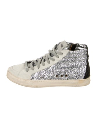 P448 Glitter Colorblock Pattern Sneakers