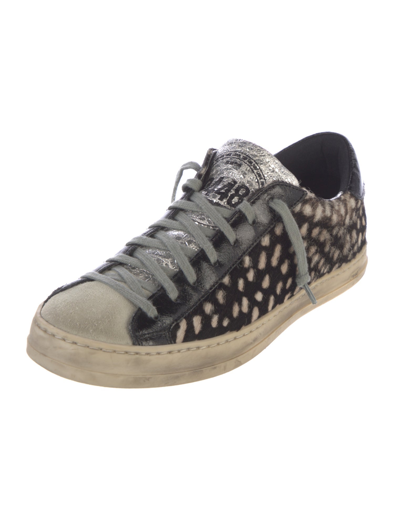 P448 Ponyhair Colorblock Pattern Sneakers