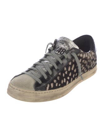 P448 Ponyhair Colorblock Pattern Sneakers