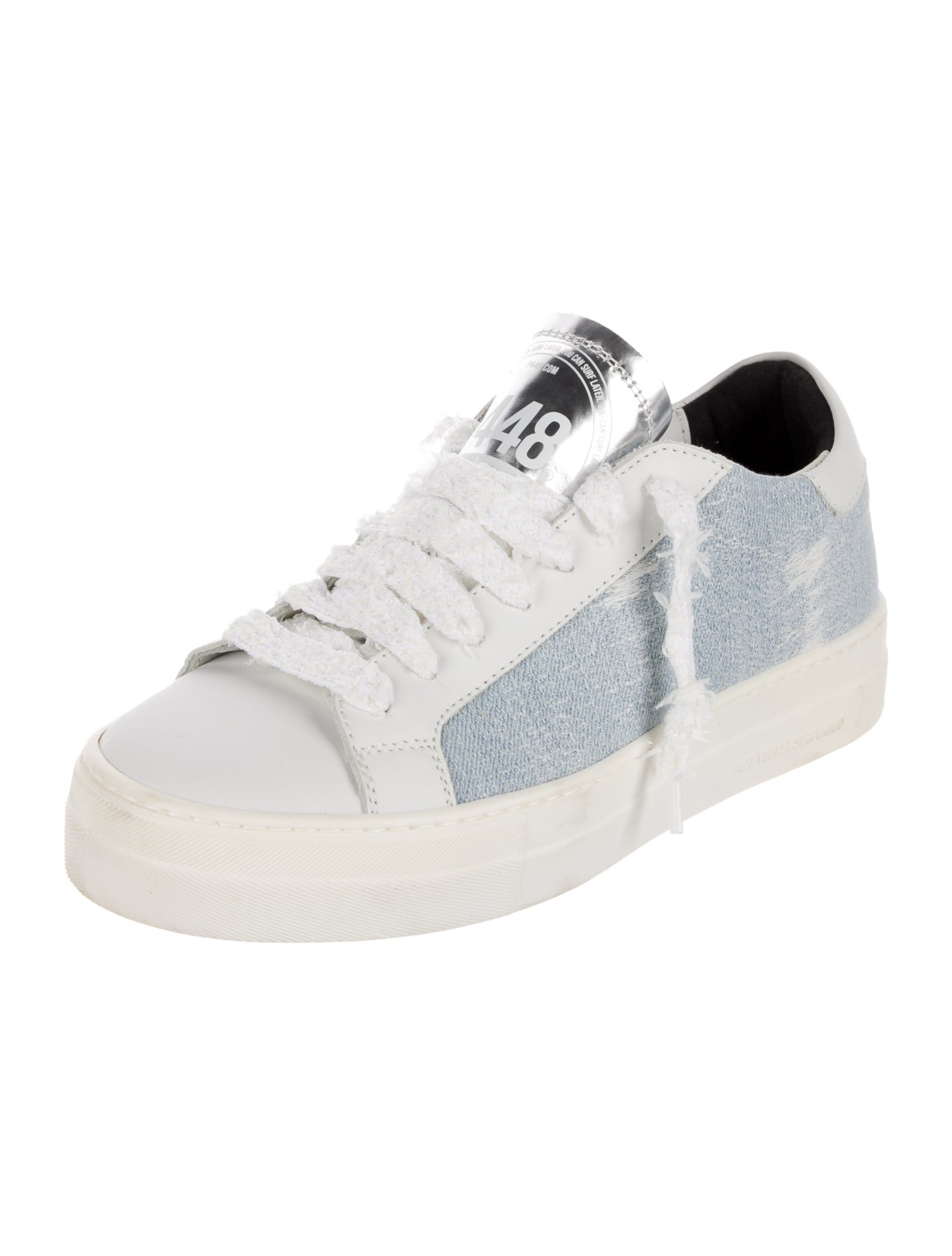 P448 Leather Colorblock Pattern Sneakers