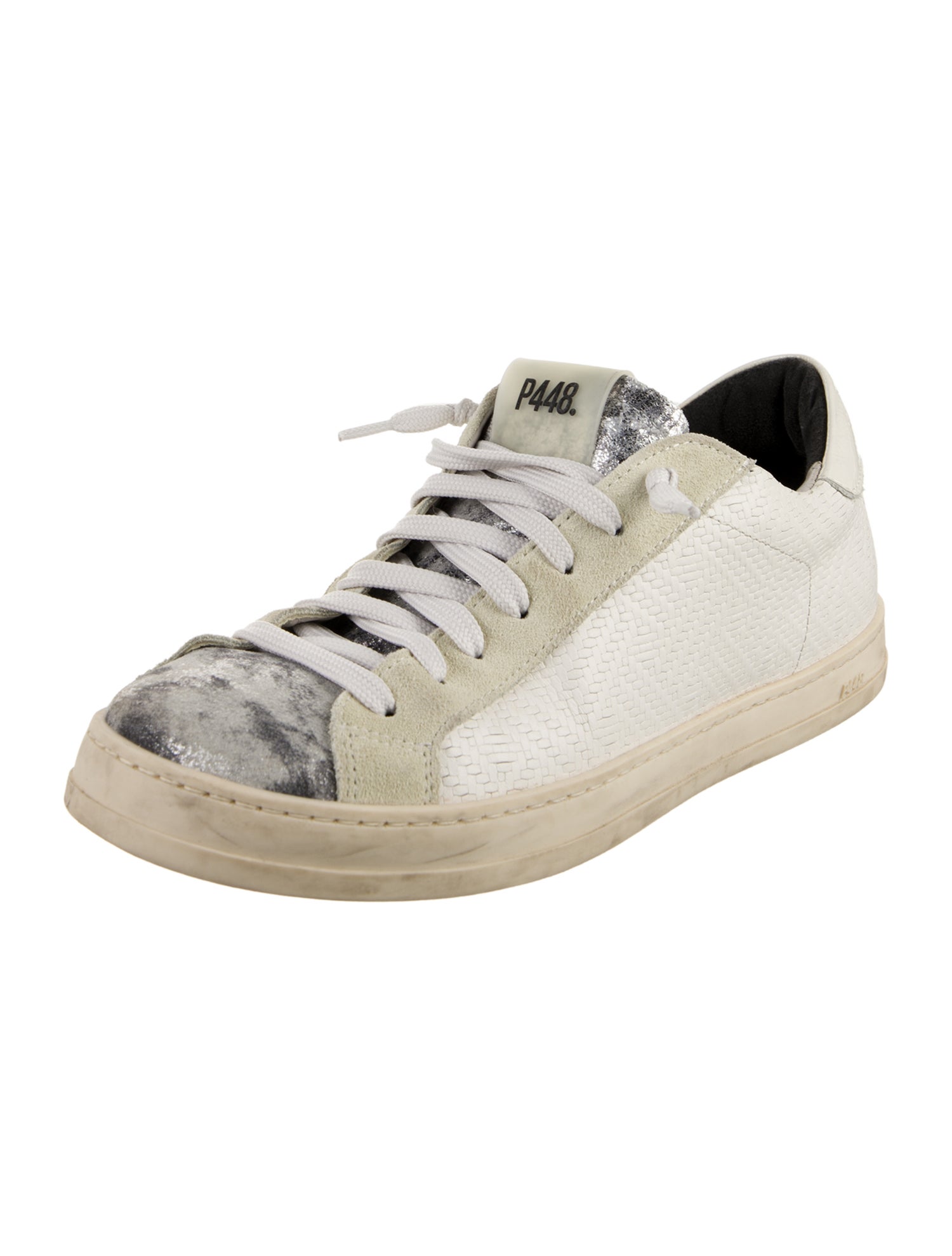 P448 Leather Colorblock Pattern Sneakers