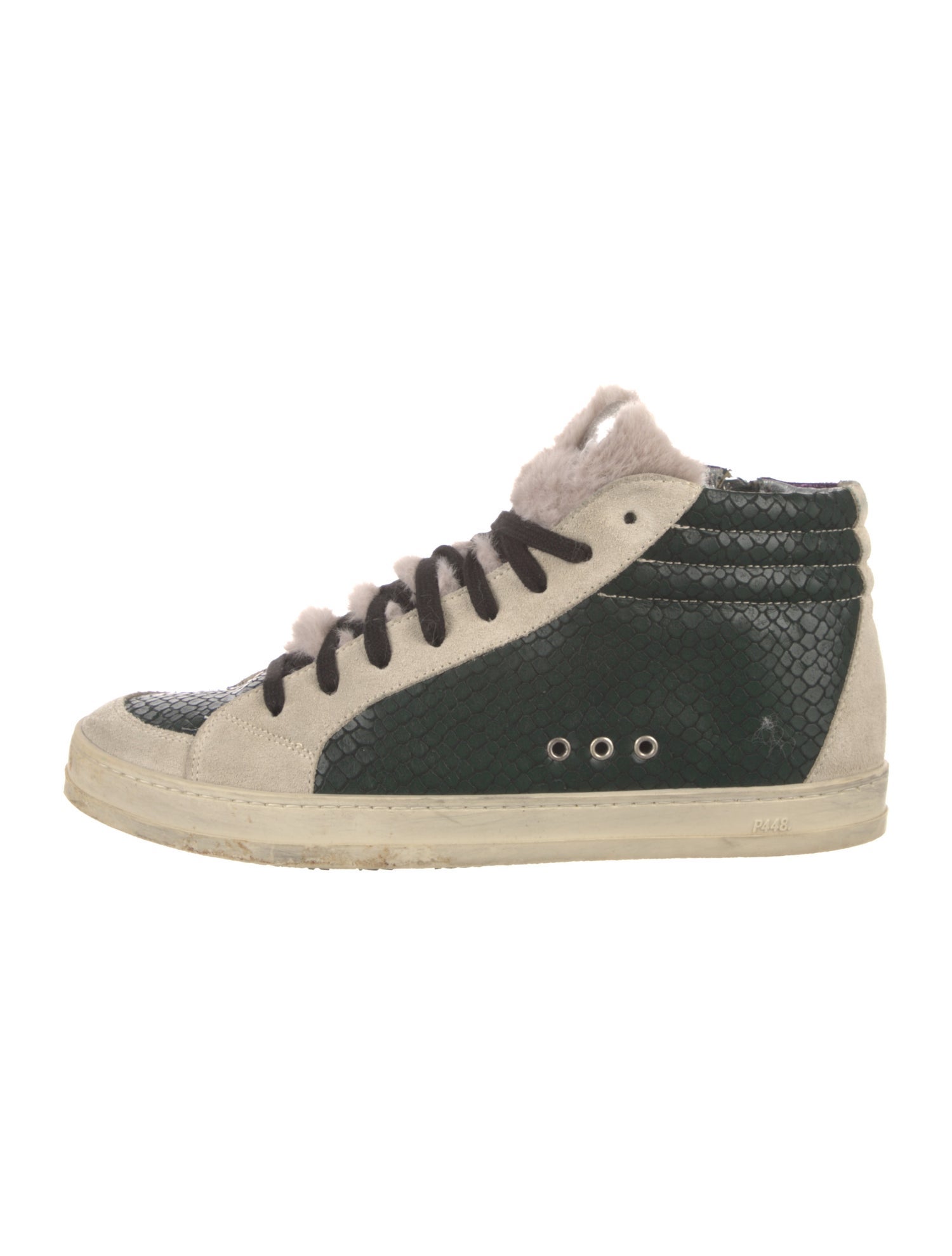 P448 Leather Colorblock Pattern Sneakers