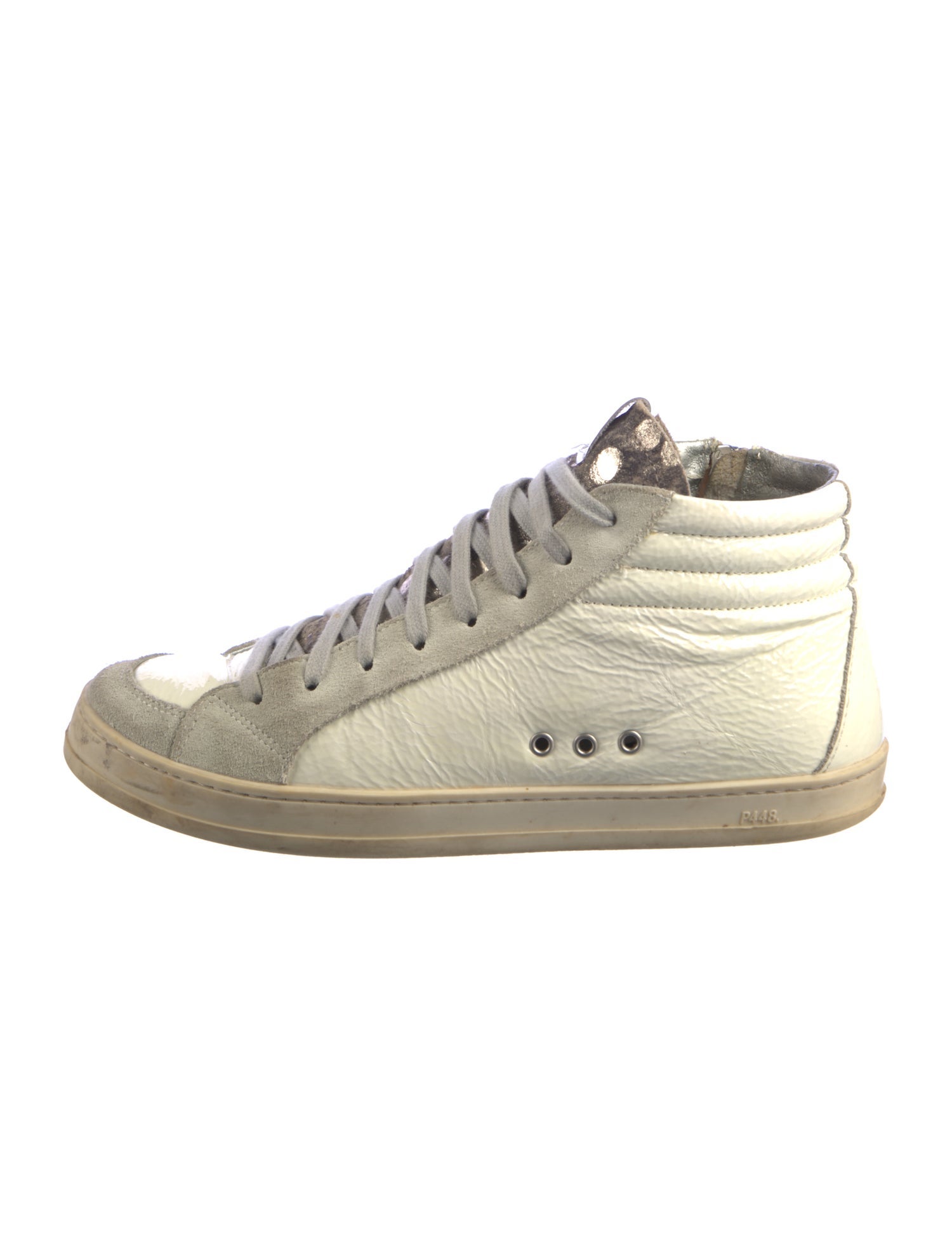 P448 Leather Colorblock Pattern Sneakers