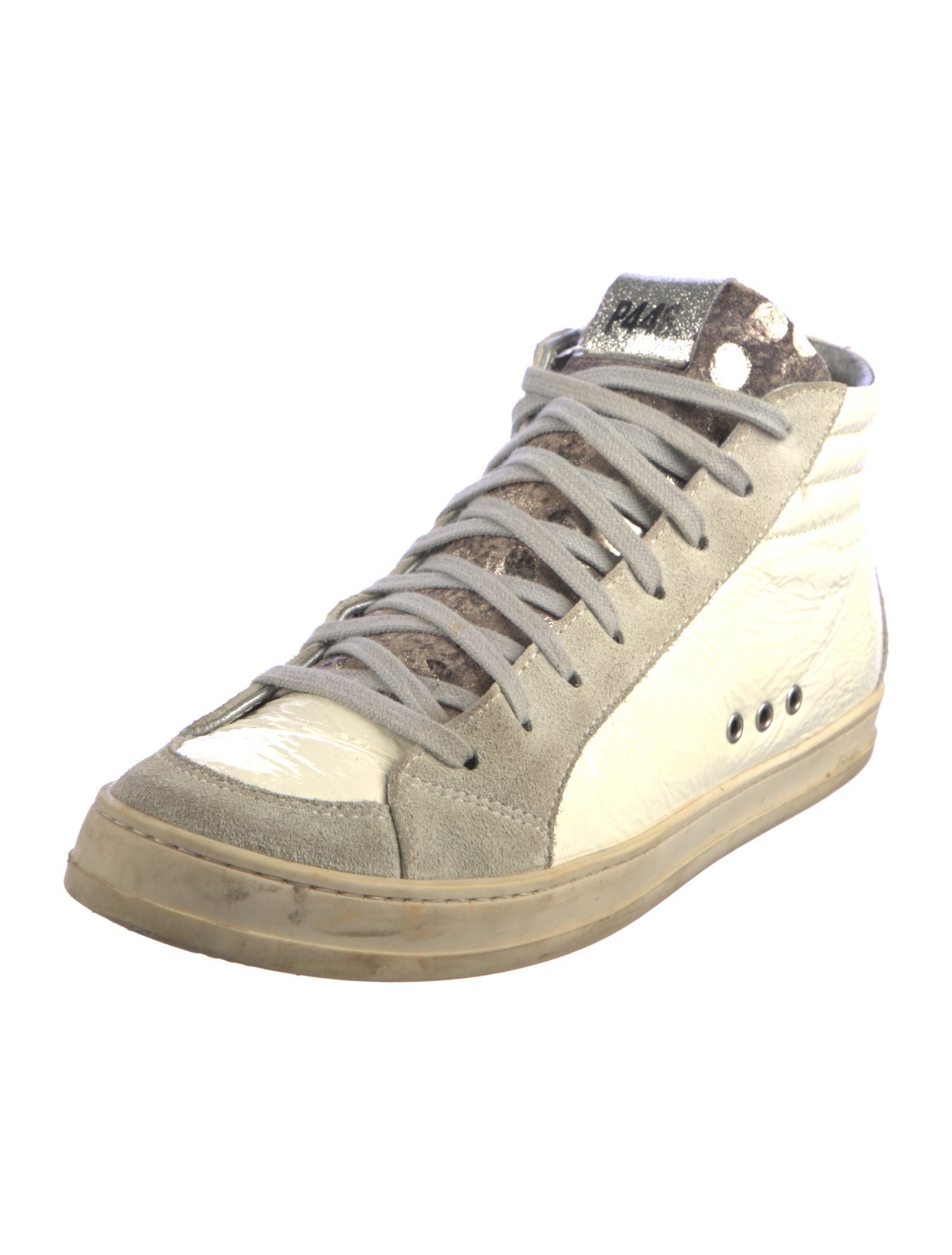 P448 Leather Colorblock Pattern Sneakers