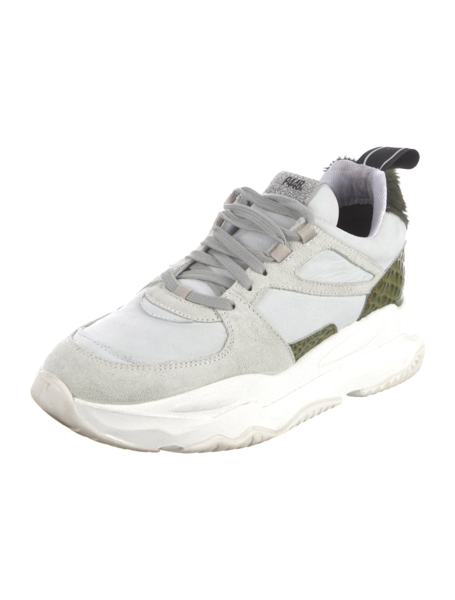 P448 Leather Colorblock Pattern Sneakers