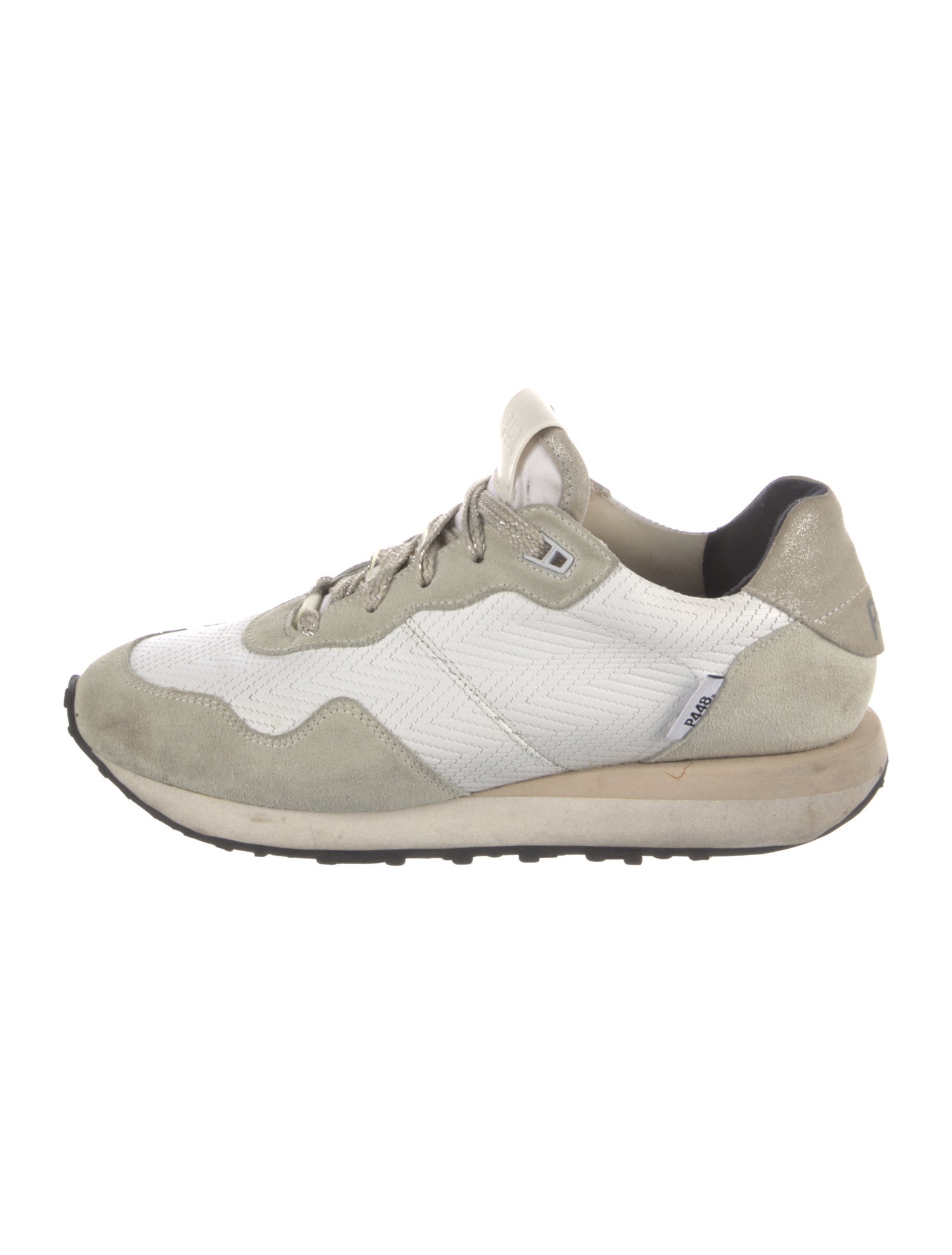 P448 Leather Colorblock Pattern Athletic Sneakers