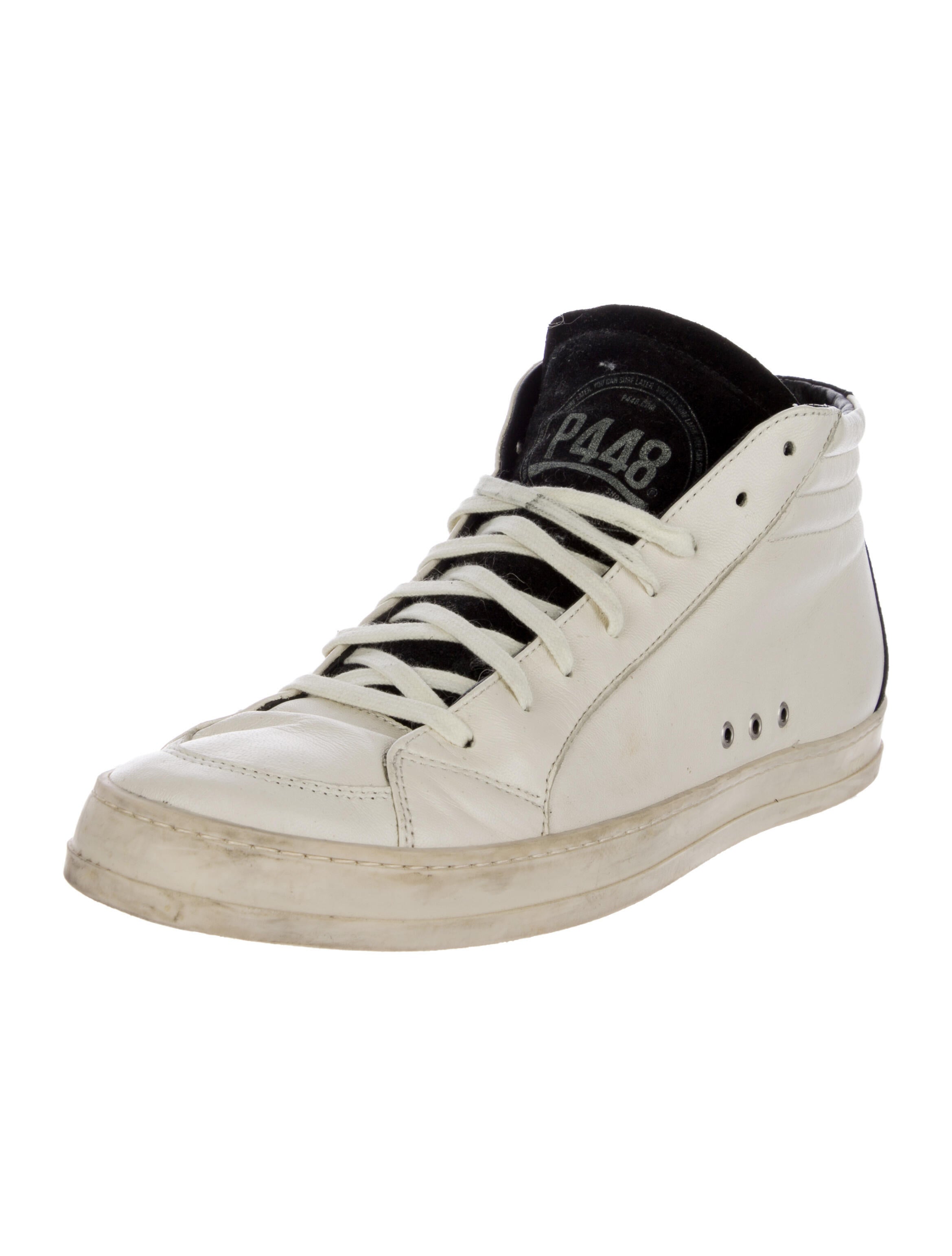 P448 Leather Colorblock Pattern Sneakers