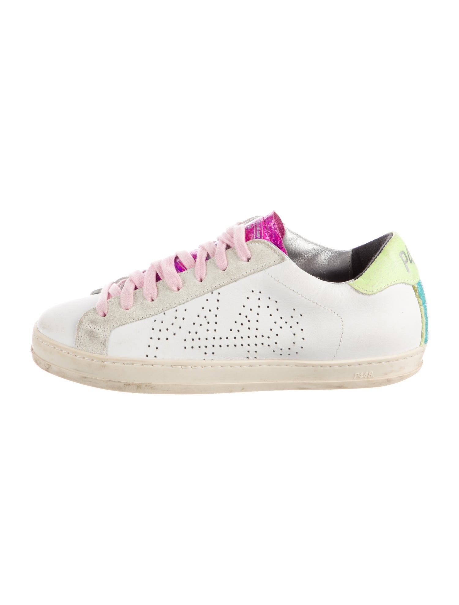 P448 Leather Colorblock Pattern Sneakers