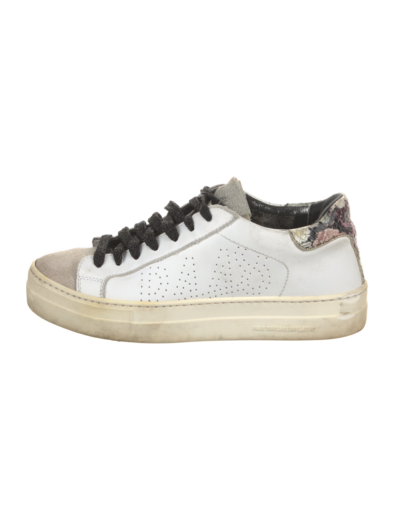 P448 Leather Colorblock Pattern Sneakers