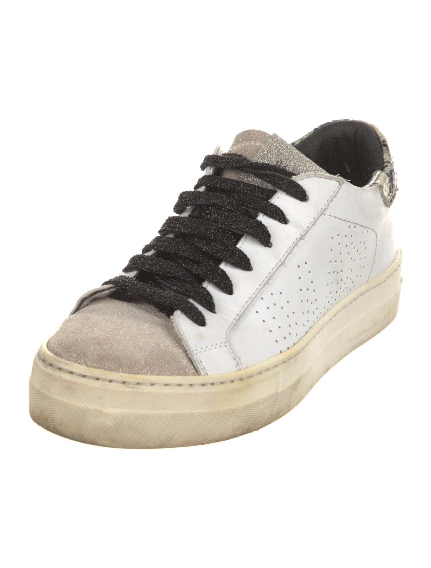 P448 Leather Colorblock Pattern Sneakers