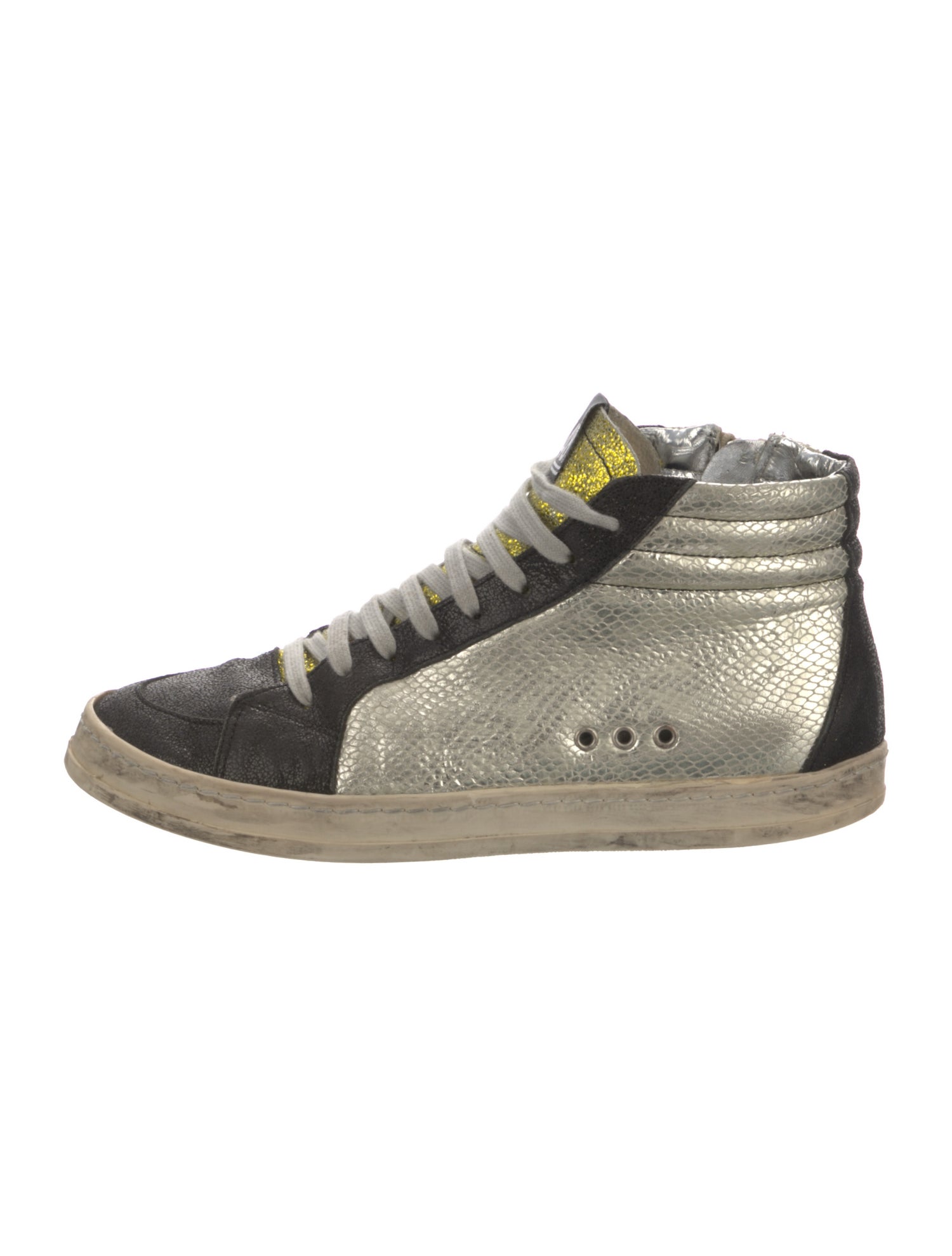 P448 Leather Colorblock Pattern Sneakers